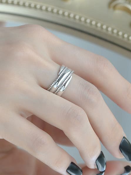 925 Sterling Silver Geometric Vintage Stackable Ring
