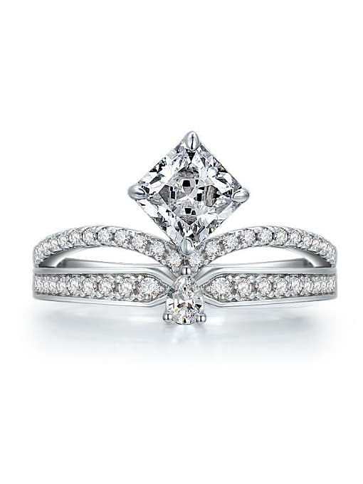 Anel de luxo coroa de diamante de prata esterlina de alto carbono 925