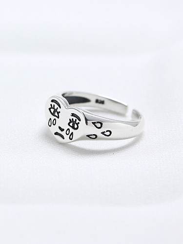925 Sterling Silver Heart Funny Trend Band Ring