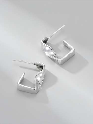 925 Sterling Silver Twisted Square Vintage Stud Earring