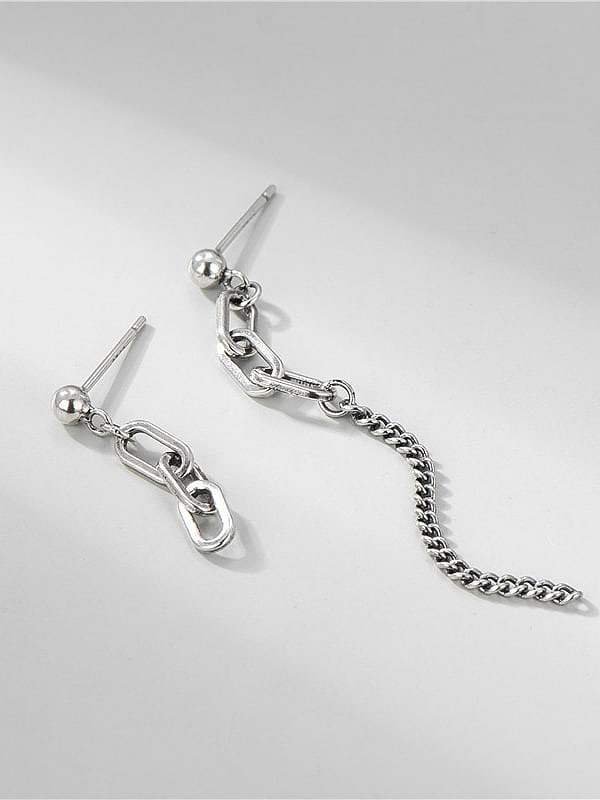 925 Sterling Silver Asymmetrical tassel Trend Threader Earring