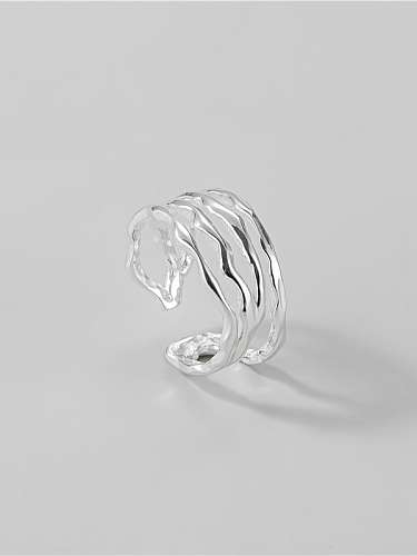 925 Sterling Silver Geometric Minimalist Multilayer layer Line Stackable Ring