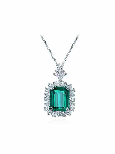 Colar delicado geométrico de prata esterlina 925 alto carbono diamante verde