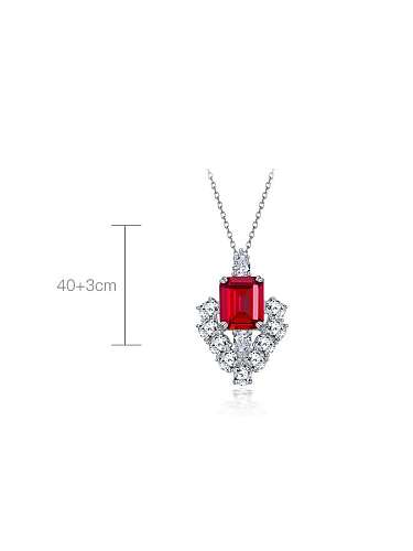 Colgante de lujo de plata de ley 925 con alto contenido de carbono y diamante rojo