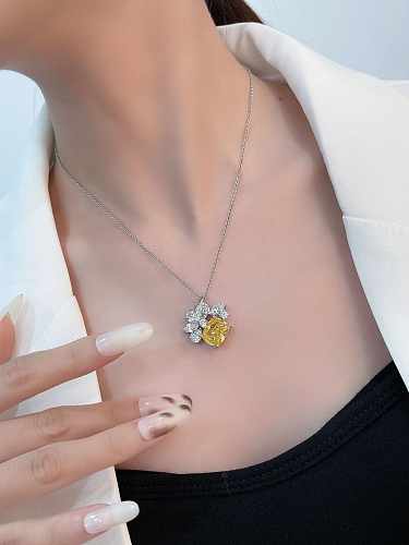 Collar de lujo de flor de diamante de alto carbono de plata de ley 925