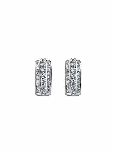 Boucles d'oreilles à tige géométrique en argent sterling 925 avec diamants à haute teneur en carbone