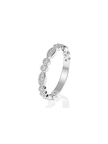 925 Sterling Silver High Carbon Diamond Geometric Dainty Stackable Ring