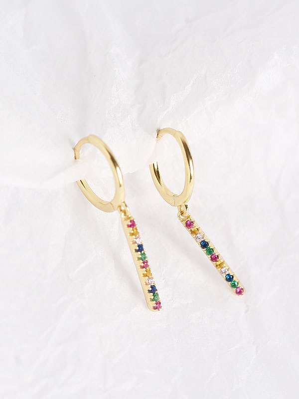 925 Sterling Silver Rhinestone Multi Color Geometric Trend Huggie Earring