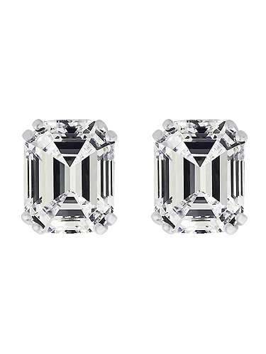 925 Sterling Silver High Carbon Diamond White Geometric Dainty Stud Earring