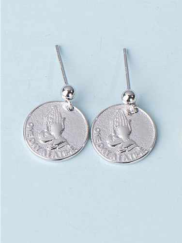 Boucles d'oreilles pendantes vintage en forme de main de prière ronde en argent sterling 925