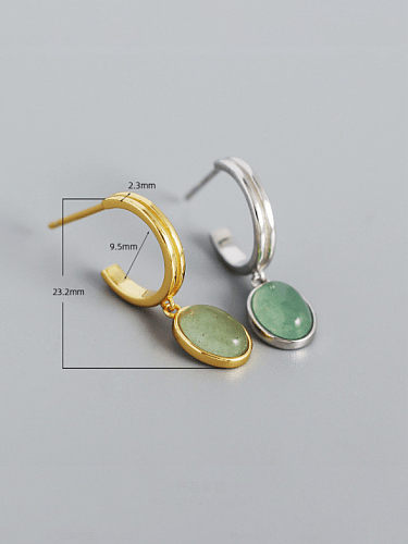 925 Sterling Silver Jade Geometric Vintage Drop Earring