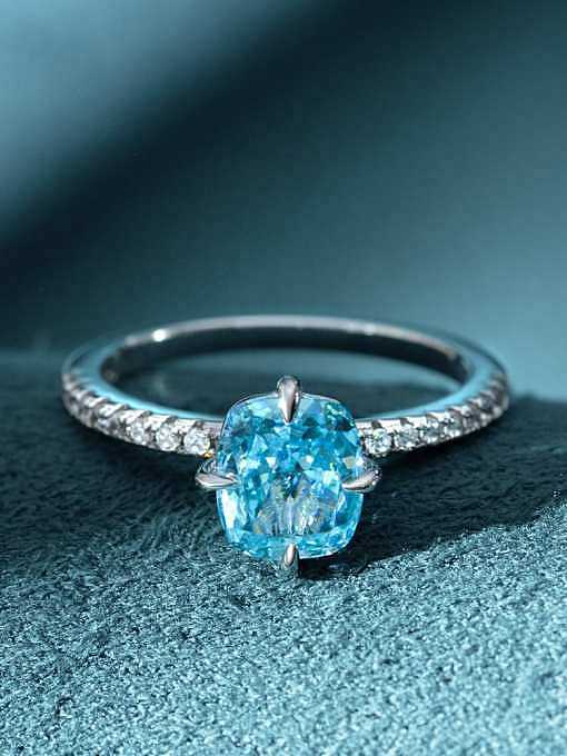 Geometrischer Luxusring mit Diamanten aus 925er Sterlingsilber mit hohem Kohlenstoffgehalt