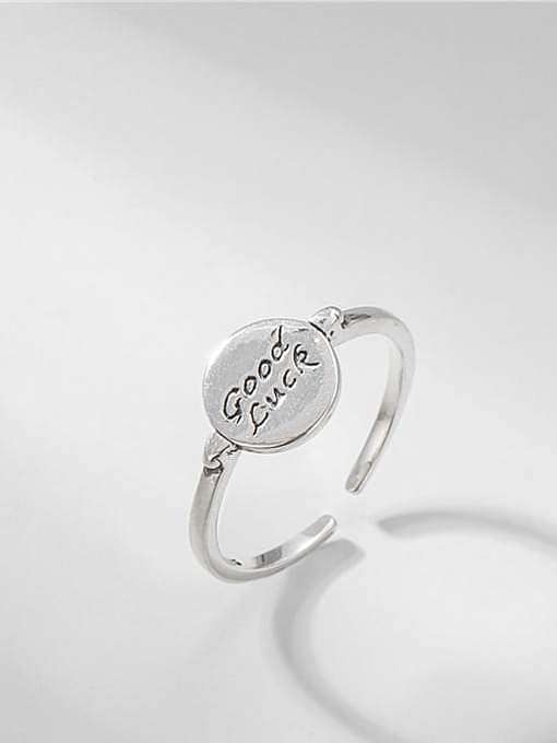 925 Sterling Silver Letter Vintage Lucky Round Band Ring