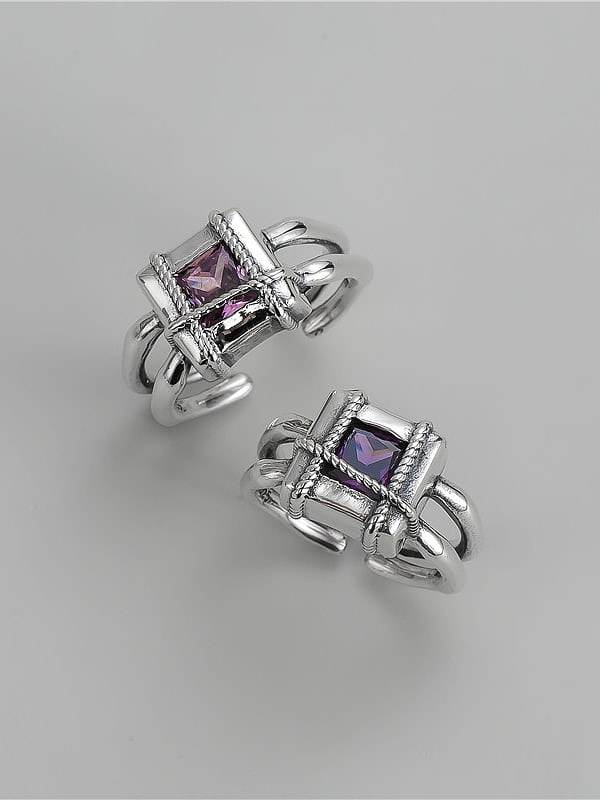 925 Sterling Silver Cubic Zirconia Irregular Vintage Band Ring