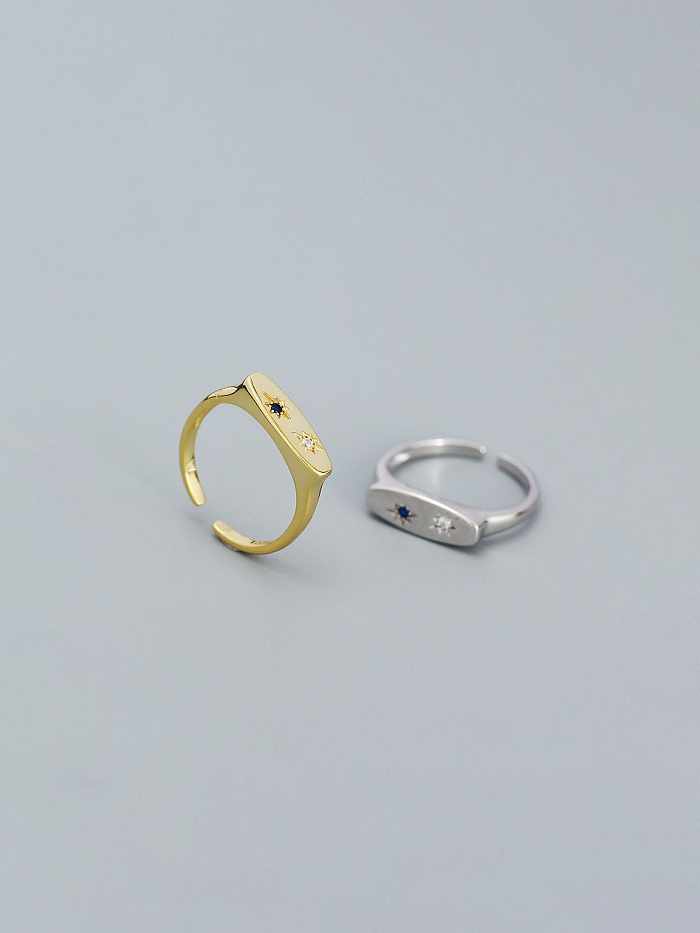 Geometrischer Trend-Band-Ring aus 925er Sterlingsilber mit Zirkonia