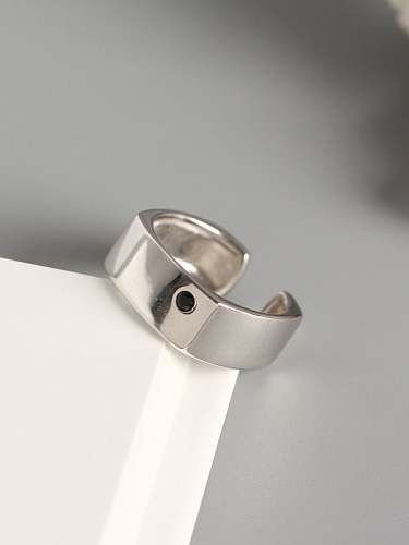 925 Sterling Silber Strass Schwarzer geometrischer minimalistischer Bandring