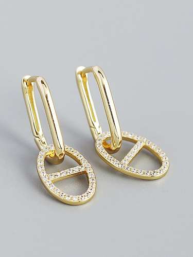 925 Sterling Silver Cubic Zirconia Geometric Minimalist Drop Earring