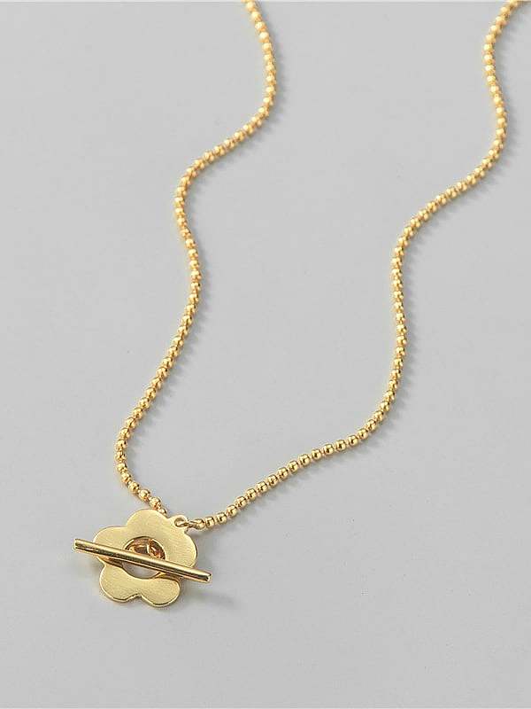 Collier chaîne de perles minimaliste fleur en argent sterling 925