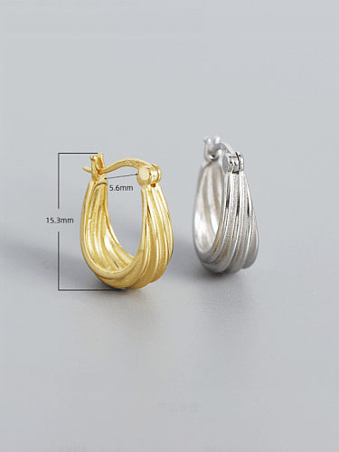 925 Sterling Silver Geometric Vintage Huggie Earring
