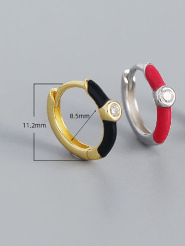 925 Sterling Silver Enamel Geometric Minimalist Huggie Earring