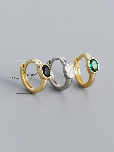 925 Sterling Silver Cubic Zirconia Geometric Minimalist Huggie Earring