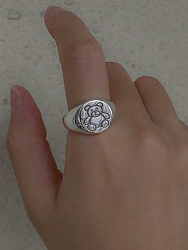 925 Sterling Silver Bear Vintage Band Ring