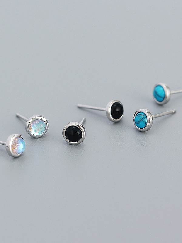 925 Sterling Silver Turquoise Geometric Minimalist Stud Earring