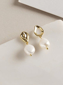 925 Sterling Silver Freshwater Pearl Irregular Minimalist Drop Earring
