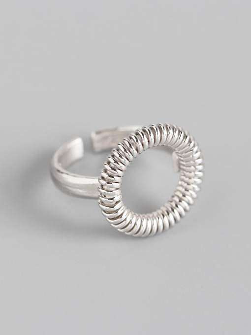 Geometrischer minimalistischer leerer Ring aus 925er Sterlingsilber
