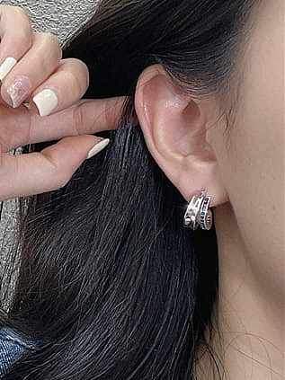 925 Sterling Silver Cubic Zirconia Irregular Vintage Stud Earring
