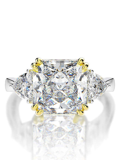Anillo de lujo geométrico de diamante de alto carbono de plata de ley 925