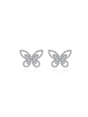 Boucles d'oreilles papillon délicates papillon en argent sterling 925 à haute teneur en carbone
