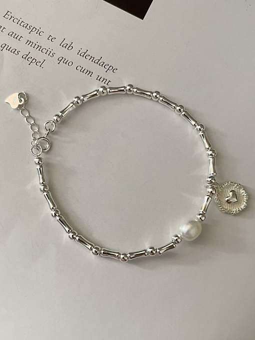 Vintage Heart 925 Sterling Silver Freshwater Pearl Bracelet and Necklace Set