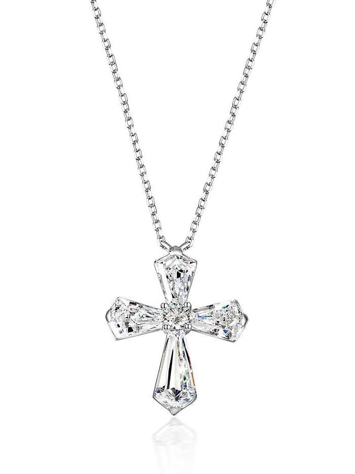 925 Sterling Silver High Carbon Diamond Cross Luxury Necklace