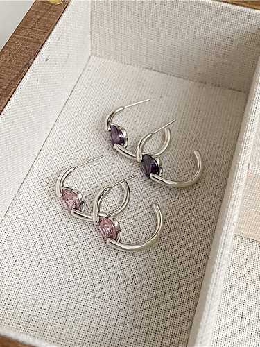 Boucles d'oreilles vintage géométriques en argent sterling 925 avec oxyde de zirconium