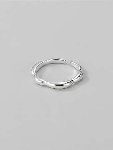 925 Sterling Silver Irregular Minimalist wave Line Band Ring