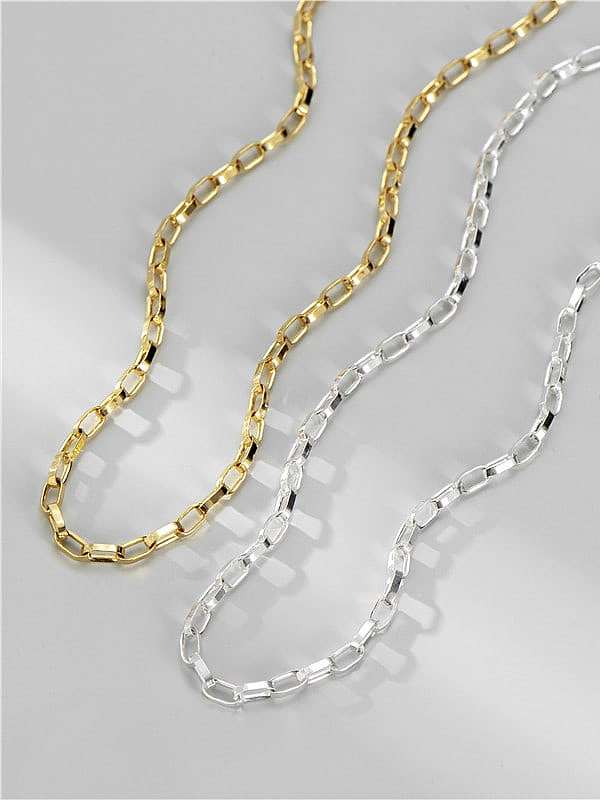 925 Sterling Silver Geometric Minimalist Hollow Chain Necklace