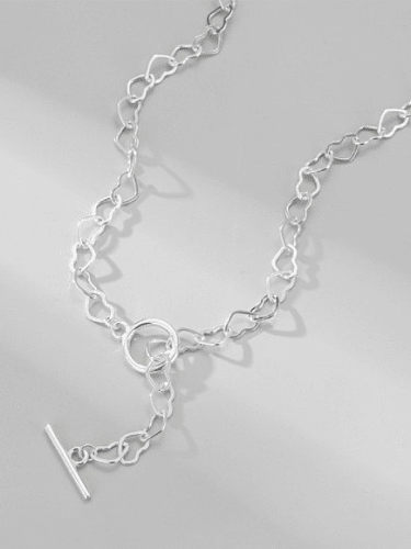 925 Sterling Silver Hollow Heart Chain Minimalist Necklace