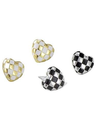 925 Sterling Silver Enamel Heart Minimalist Stud Earring