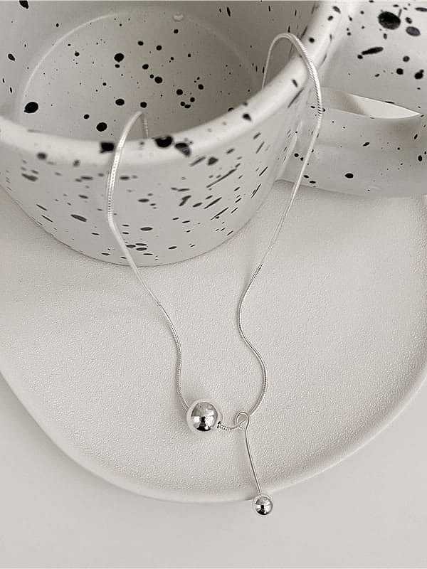 925 Sterling Silver Bead Tassel Minimalist Tassel Necklace