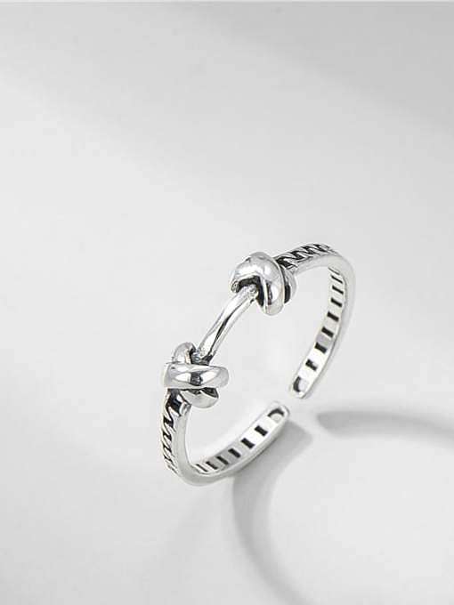 925 Sterling Silver Vintage Knotted Chain Band Ring
