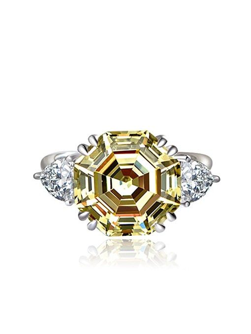 925 Sterling Silver High Carbon Diamond Geometric Luxury Ring