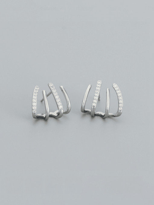 925 Sterling Silver Cubic Zirconia Geometric Vintage Stud Earring