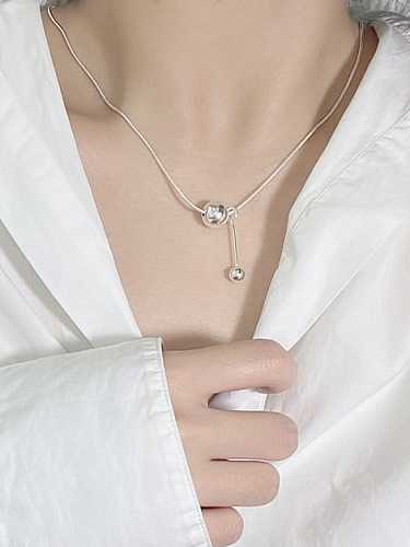 925 Sterling Silver Bead Tassel Minimalist Tassel Necklace