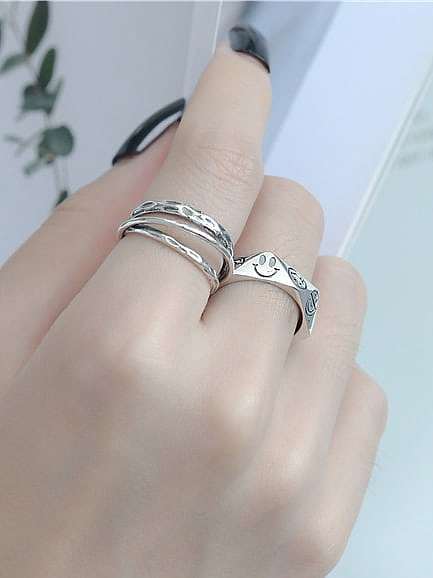 925 Sterling Silber geometrischer Vintage stapelbarer Ring