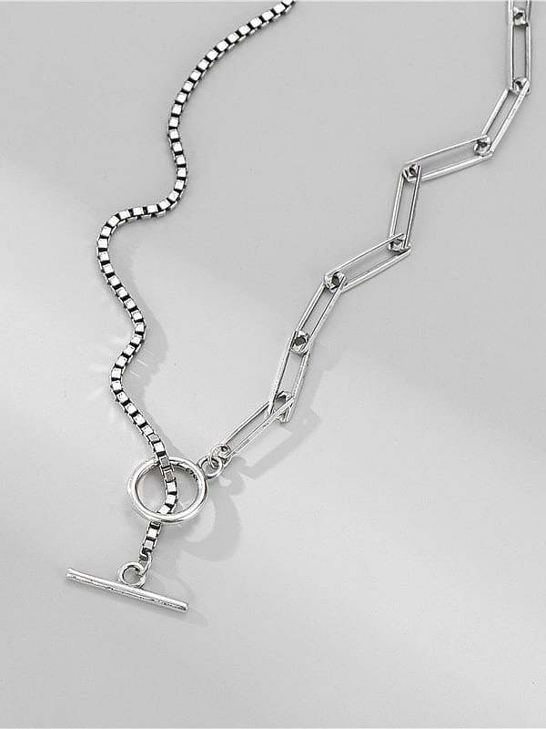 925 Sterling Silver Cross Vintage Asymmetric ChainNecklace