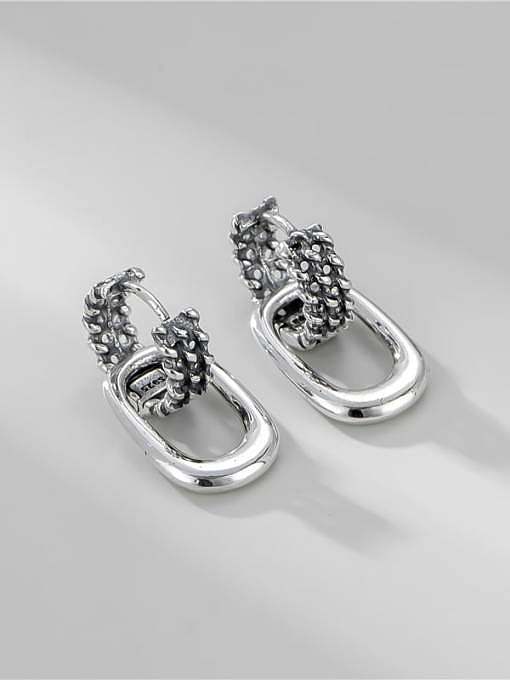 Boucles d'oreilles pendantes en forme de U avec tissage vintage géométrique en argent sterling 925