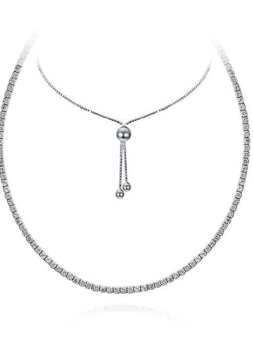 925 Sterling Silver High Carbon Diamond Dainty Choker Necklace