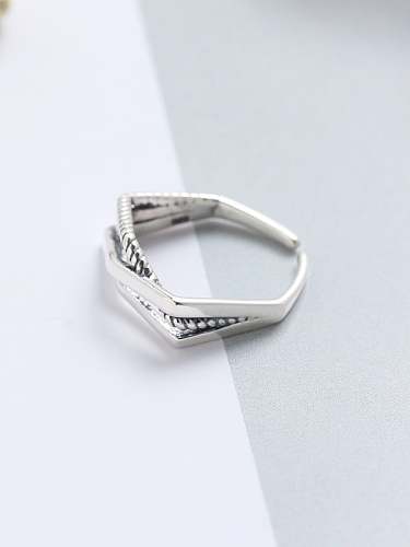 925 Sterling Silver Geometric Vintage Band Ring