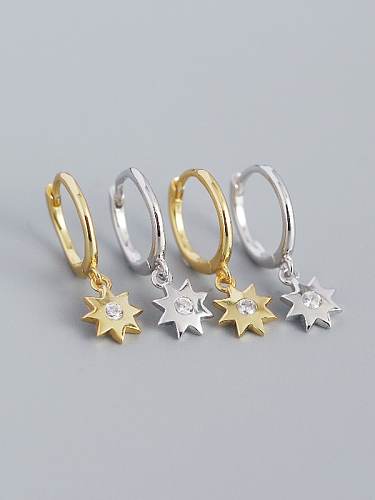 925 Sterling Silver Cubic Zirconia Star Minimalist Huggie Earring